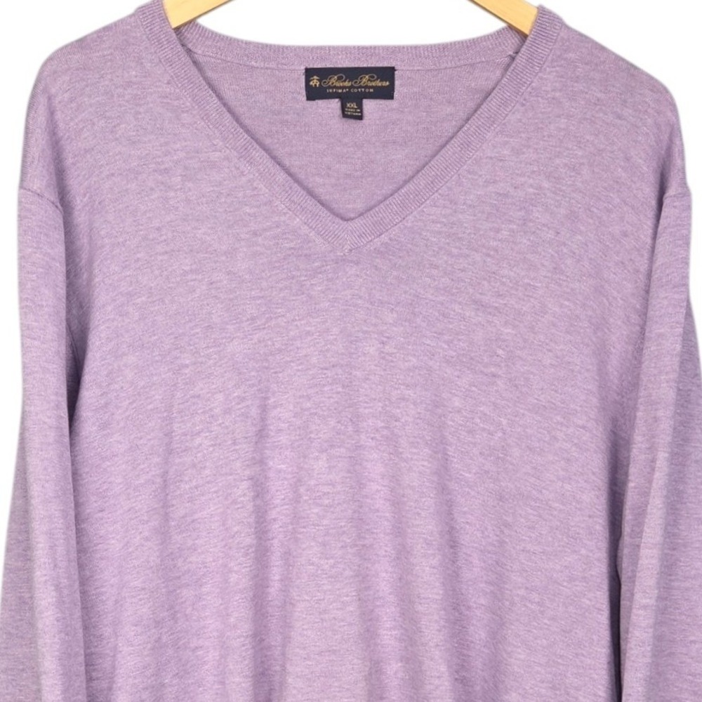 Brooks Brothers V-Neck Sweater Mens XXL Purple Supima Cotton Long Sleeve Casual‎